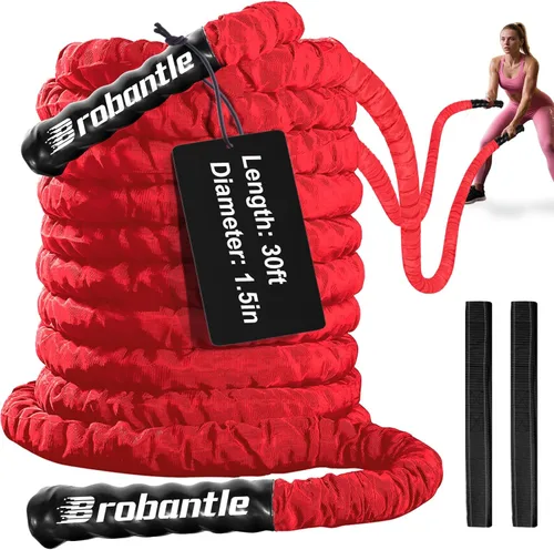 Miniatura 9 de Cuerda de batalla de 1/1.26/1.5/2 pulgadas de diámetro, rosa de 30 pies/40 pies/50 pies, cuerdas de entrenamiento de ejercicio para gimnasio