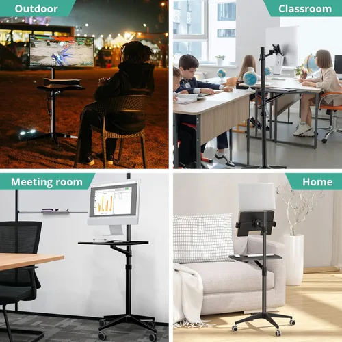 Miniatura 7 de Viozon Escritorio móvil, estación de trabajo móvil, soporte de suelo para portátil multiuso, altura ajustable de 34 a 48.6 pulgadas, compatible