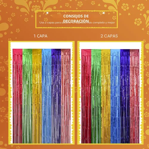 Miniatura 7 de Decoraciones de fiesta Mega-L, paquete de 2 decoraciones de fiesta de taco, cortinas de flecos de papel de aluminio, 3.3 x 6.6 pies, serpentinas