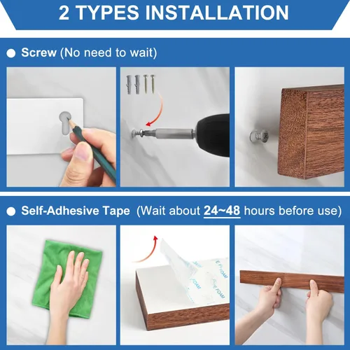 Miniatura 4 de Soporte magnético para cuchillos para pared, tira magnética para cuchillos sin taladrar de 16 pulgadas, tira magnética de madera de nogal con 2