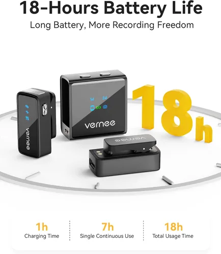 Miniatura 4 de Micrófono Lavalier inalámbrico para iPhone 16 15, Android, tableta, PC, mini micrófono de 3 niveles con reducción de ruido AI, micrófono de iPhone