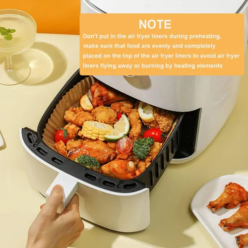 Miniatura 7 de 100 forros de papel desechables para freidora de aire, forros de papel pergamino antiadherentes, protectores para freidora de aire, papel de hornear