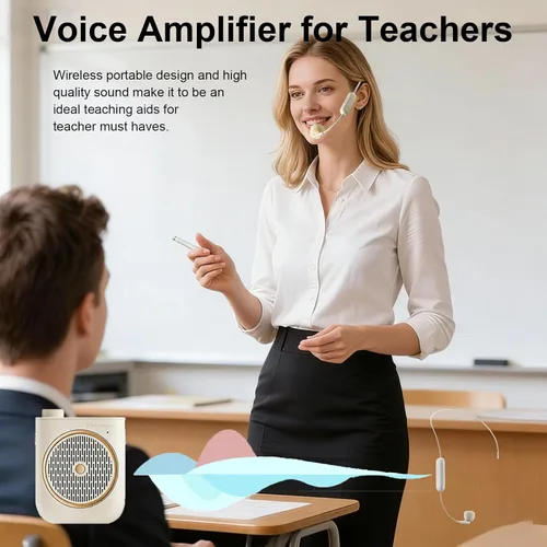 Miniatura 2 de Amplificador de voz con micrófono inalámbrico, amplificador de voz micrófono inalámbrico para profesores, mini altavoz del sistema PA, amplificador