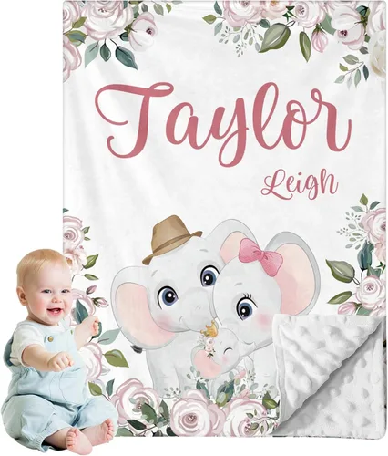 Miniatura 29 de Manta de bebé personalizada para niños, nombre personalizado con diseños de ratón, franela suave con respaldo de puntos de doble capa, manta 19 Ratón
