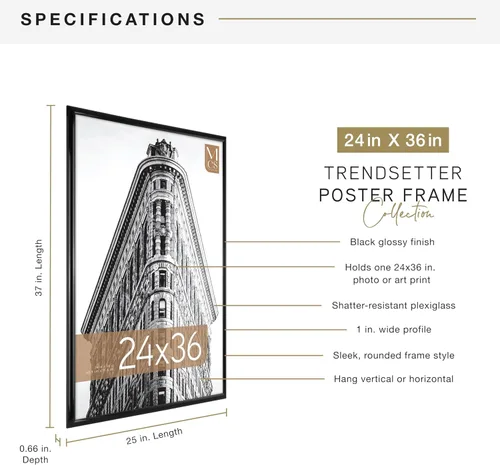 Miniatura 4 de MCS , Negro 24 x 36 pulgadas trendsetter cartel marco, 24 x 36