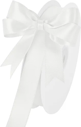 Miniatura 313 de Cinta de satén blanca antigua de doble cara de 1-1/2 pulgadas x 50 yardas, cinta de poliéster para envolver regalos, día de San Valentín, bodas