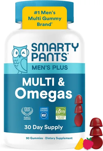 SmartyPants Gomitas multivitamínicas para hombres - Fórmula mejorada: Omega 3 (DHA/EPA), metilfolato, vitamina D3, C, vitamina B12, B6, vitamina A,