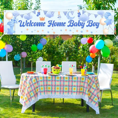 Miniatura 7 de Cartel de bienvenida a casa para bebé, decoración de baby shower, letrero grande de tela para revelación de género, suministros de decoración