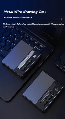 Miniatura 6 de Ambrogio.L 20 cigarrillos regulares caso/caja con encendedor de arco a prueba de viento con pantalla de alimentación USB recargable, sin llama, a