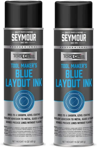 620-1558 Seymour Tool-Crib Blue Layout Ink Spray (15 onzas, 2 unidades) | Revestimiento azul cobalto no corrosivo de secado rápido para un marcado