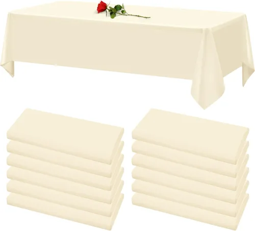 Miniatura 29 de 12 paquetes de manteles blancos, 52 x 52 pulgadas, manteles lavables de poliéster resistentes a manchas y arrugas para mesas cuadradas, mantel
