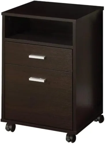 Miniatura 6 de CARTESIAN Escritorio moderno con archivador móvil, madera de capuchino, 47.25 x 23.25 x 30 pulgadas, cajones de almacenamiento, oficina en casa