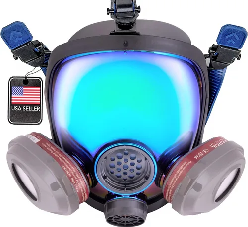 Miniatura 15 de Parcil Distribution Full Face Respirator Mask - Air Purifying, Organic Vapor & Particulate - Industrial Use - CE Tested Pd-100 Azul Ártico