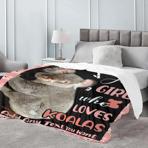 Miniatura 5 de Just A Girl Who Loves Koalas - Mantas personalizadas con nombre anílico, regalo divertido para niñas/niños, para sofá, cama, dormitorio, sala