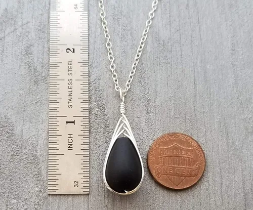 Miniatura 35 de Yinahawaii Collar de cristal de mar hecho a mano, joyería hawaiana para mujer, collar de lágrima trenzada, joyería única de cristal de mar