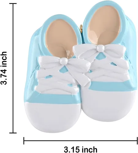 Miniatura 3 de Adorno personalizado para zapatos de bebé, adorno de la primera Navidad del bebé, botines azules para nuevos padres, nacimiento, baby shower