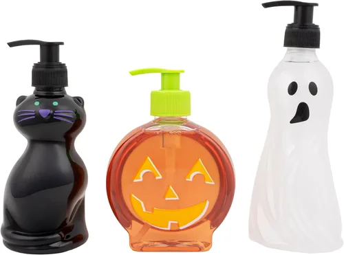 Miniatura 6 de Simple Pleasures Paquete de 3 dispensadores de jabón líquido para manos con aroma a gato, fantasma y calabaza, para otoño y Halloween, novedosos