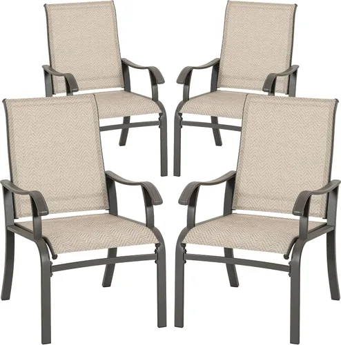 Miniatura 14 de NUU GARDEN Juego de 2 sillas de comedor para patio, sillas de comedor al aire libre con marco recubierto de polvo, sillas de comedor de metal