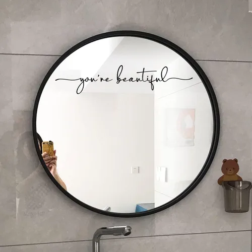 Miniatura 3 de Calcomanía "Eres Hermosa", Adhesivo de Afirmaciones Positivas para Espejo, Vinilo Negro de 16x3.3 Pulgadas para Decoración de Salón de Belleza