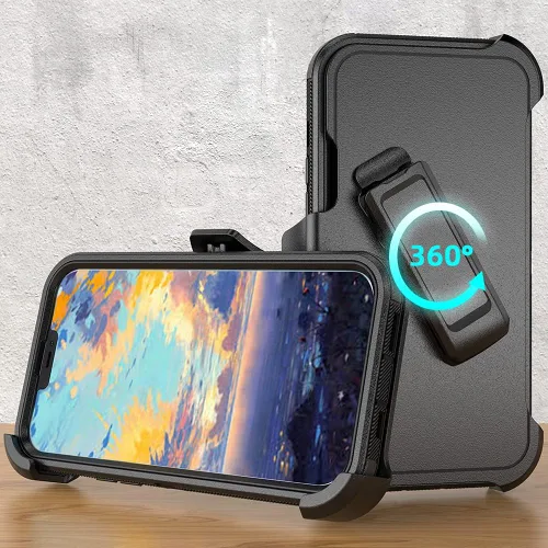 Miniatura 4 de Funda de teléfono para iPhone 13 Pro Max, resistente, resistente a prueba de golpes, funda protectora con clip para cinturón para Apple iPhone 13