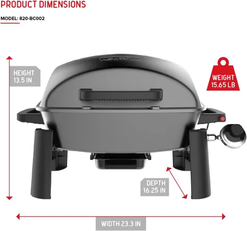 Miniatura 9 de Nexgrill Parrilla de gas propano portátil de 1 quemador con tapa, encendido piezoeléctrico, 10,000 BTU, 183 pulgadas cuadradas, parrilla de mesa
