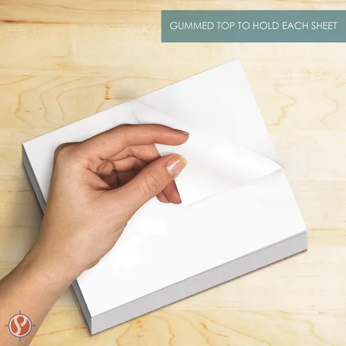 Miniatura 2 de 3" x 5" White Memo Pads w/ Chipboard on the Back – Blank White Writing Pads for Taking Notes, To-Do Lists, Reminders, Sketches Gummed Top, Easy