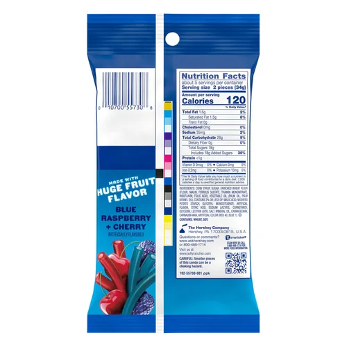 Miniatura 2 de JOLLY RANCHER Ropes - Bolsa de dulces con sabor a frambuesa azul y cereza, 6 onzas