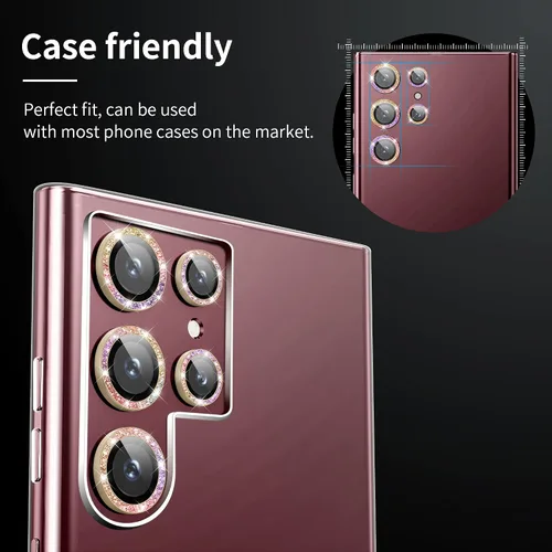 Miniatura 5 de Hoerrye - Protector de lente de cámara para Samsung Galaxy S22 Ultra, aleación a prueba de caídas y arañazos, protección para accesorios de 6.8