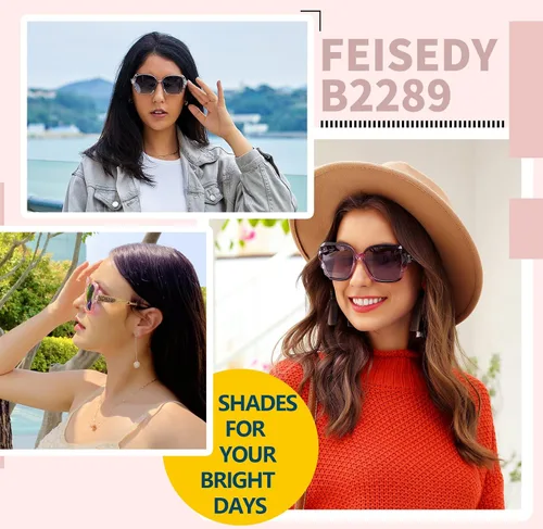 Miniatura 73 de FEISEDY - gafas de sol polarizadas para mujer, marco compuesto brillante B2289