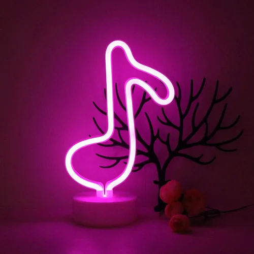 Miniatura 8 de GUOCHENG Letrero de neón con forma de notas musicales, luz nocturna LED de neón con batería y alimentada por USB, lámparas de iluminación creativas