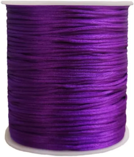 Miniatura 41 de 2.0mm Hilo de Cordón de Seda de Nylon para Cuentas de Macramé, Pulseras, Nudos Chinos, Collares, Joyería 109 Yardas (Verde Oscuro)