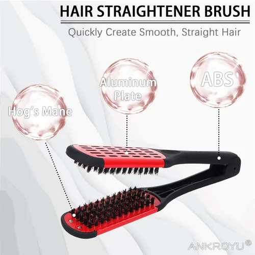 Miniatura 2 de Cepillo alisador de pelo, cepillo de doble cara para alisar la barba, cepillo profesional para barba, herramienta de peinado para alisar y estilos