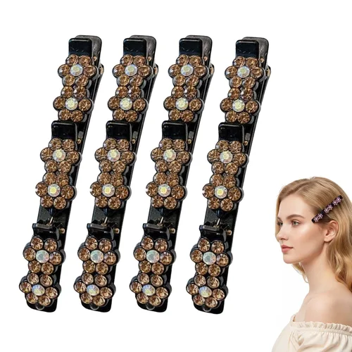 Miniatura 14 de Pinzas para el cabello trenzadas con piedra de cristal brillante para mujeres y niñas, pinzas para el cabello con diamantes de imitación 2025