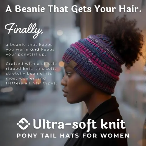 Miniatura 213 de Funky Junque - Gorro para mujer con ranura para cola de caballo