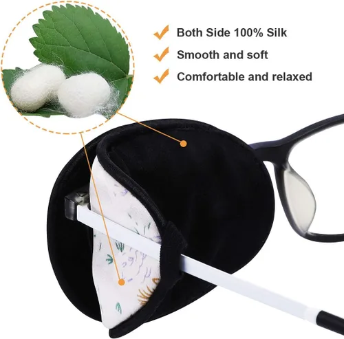 Miniatura 3 de eZAKKA Eye Patches for Adults, Eye Patch for Glasses, Silk Patch for Lazy Eye Amblyopia Strabismus and After Surgery (Floral+Black Polka Dots)