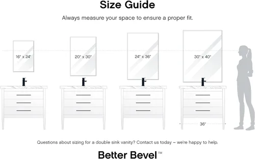 Miniatura 9 de Better Bevel - Espejo rectangular sin marco, espejo de pared de baño de 20 x 30 pulgadas con borde biselado Rectángulo - Borde biselado