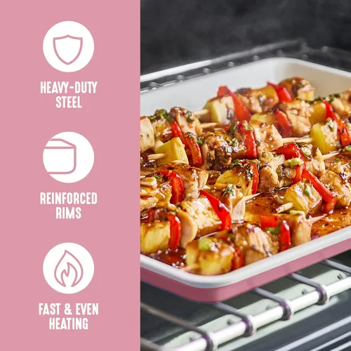 Miniatura 4 de GreenLife Bakeware Bandeja para Hornear de Galletas Media Hoja de 18" x 13", Antiadherente Cerámico Saludable Sin PFAS No Tóxico, Seguro para Horno