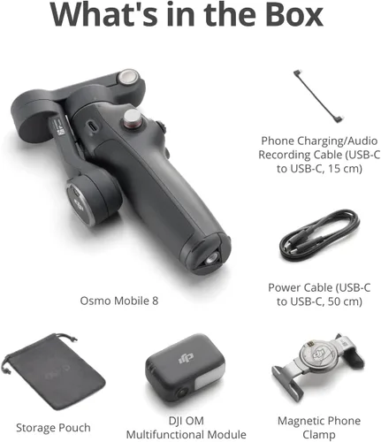 Miniatura 9 de DJI Osmo Mobile 8 Advanced Tracking Combo Gimbal Stabilizer para teléfono, seguimiento nativo de IA con audio e iluminación, rotación panorámica