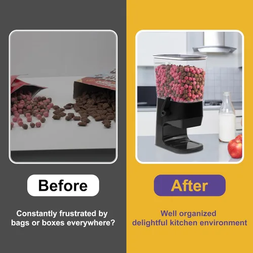 Miniatura 3 de Dispensador de cereales para encimera, 1 paquete, dispensador de alimentos secos, organizador de aperitivos, recipientes delgados de almacenamiento