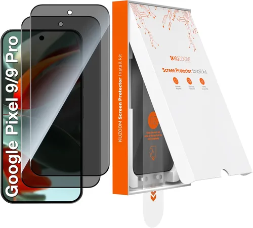Miniatura 10 de KUZOOM Paquete de 2 protectores de pantalla de vidrio templado transparente HD para Google Pixel 9, película protectora de pantalla inastillable