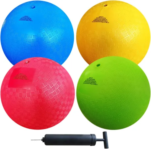AppleRound Bolas de juego Dodgeball de 8.5 pulgadas, paquete de 4 bolas con 1 bomba, tamaño oficial para Dodge Ball, balonmano, campamentos y