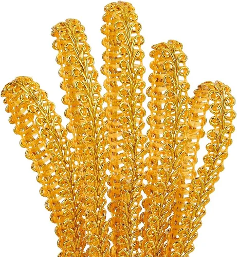 Miniatura 15 de PH PandaHall - Pasamanería de poliéster dorado de 15 yardas con trenzado de gimp para costura, manualidades, disfraces, tapicería, cortinas y fundas