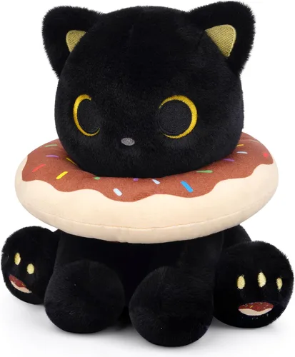 Miniatura 20 de Peluche de gato negro con manzana roja, regalo de agradecimiento para profesores, agradecimiento por ayudarme a crecer, bonito peluche de gato de 8