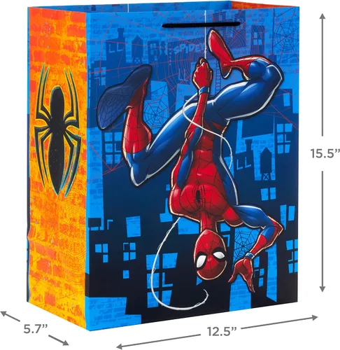 Miniatura 4 de Hallmark Bolsas de regalo de Spider-Man de Marvel (2 bolsas: 1 grande de 13 pulgadas, 1 extra grande de 15 pulgadas) para cumpleaños, Halloween