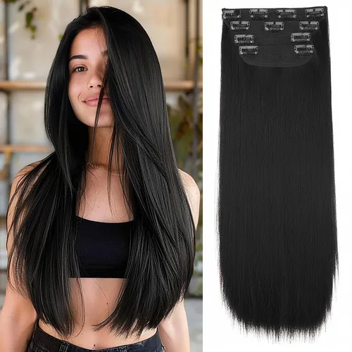 Miniatura 13 de Extensiones de cabello con clip de Vigorous de 20 pulgadas, con reflejos rubio playa, extensiones de cabello ondulado largo y suave de cabello
