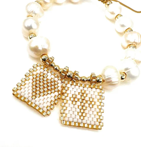 Miniatura 2 de LESLIE BOULES Pulsera de amor escapular de oro blanco para mujer cuentas de perlas barrocas Barroco Sin gemas