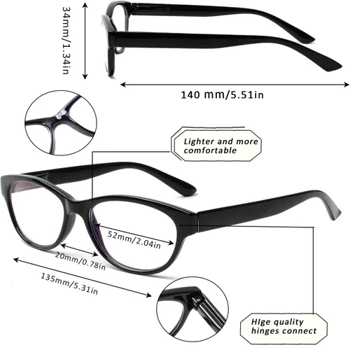 Miniatura 2 de SIGVAN Gafas de Lectura de Ojo de Gato para Damas 5 Pares con Bloqueo de Luz Azul Bisagra de Resorte Estampado de Patrón de Moda Lectores