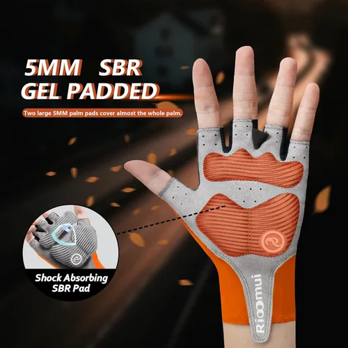 Miniatura 4 de Guantes de ciclismo para hombres y mujeres, guantes de ciclismo sin dedos, antideslizantes, 0.197 in, acolchados, absorben los golpes, transpirables