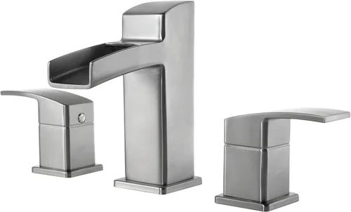 Pfister LG49DF0K Kenzo - Grifo de baño de cascada de 2 manijas de 8 pulgadas en níquel cepillado, modelo de eficiencia hídrica