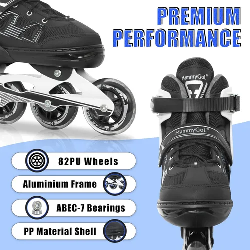 Miniatura 3 de MammyGol Patines en línea para adultos para hombres y mujeres, rodillos con cuchillas con rodamientos de acero al carbono, freno TPR, malla 3D